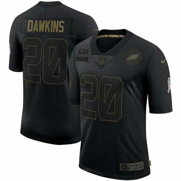 Philadelphia Eagles 20 Brian Dawkins Black 2020 Salute To Service Limited Stitched NFL Jersey