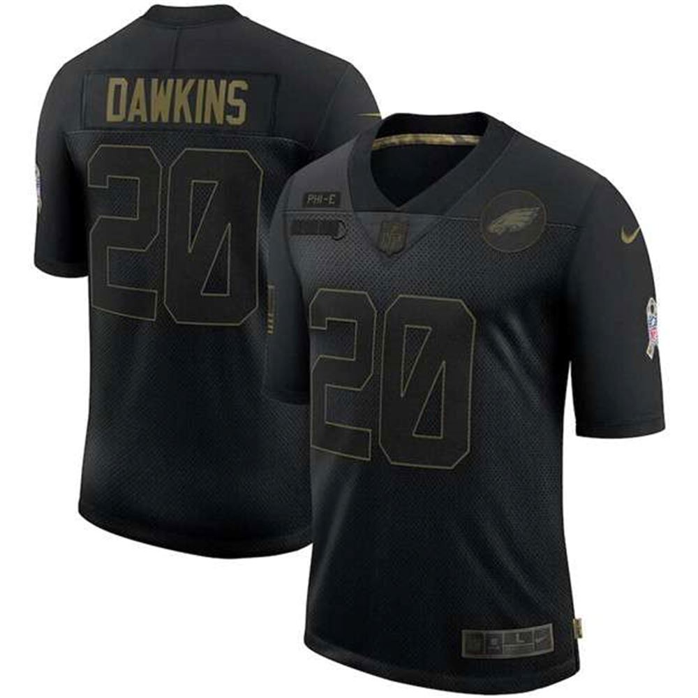 Philadelphia Eagles #20 Brian Dawkins Black 2020 Salute To Service Limited Stitched NFL Jersey