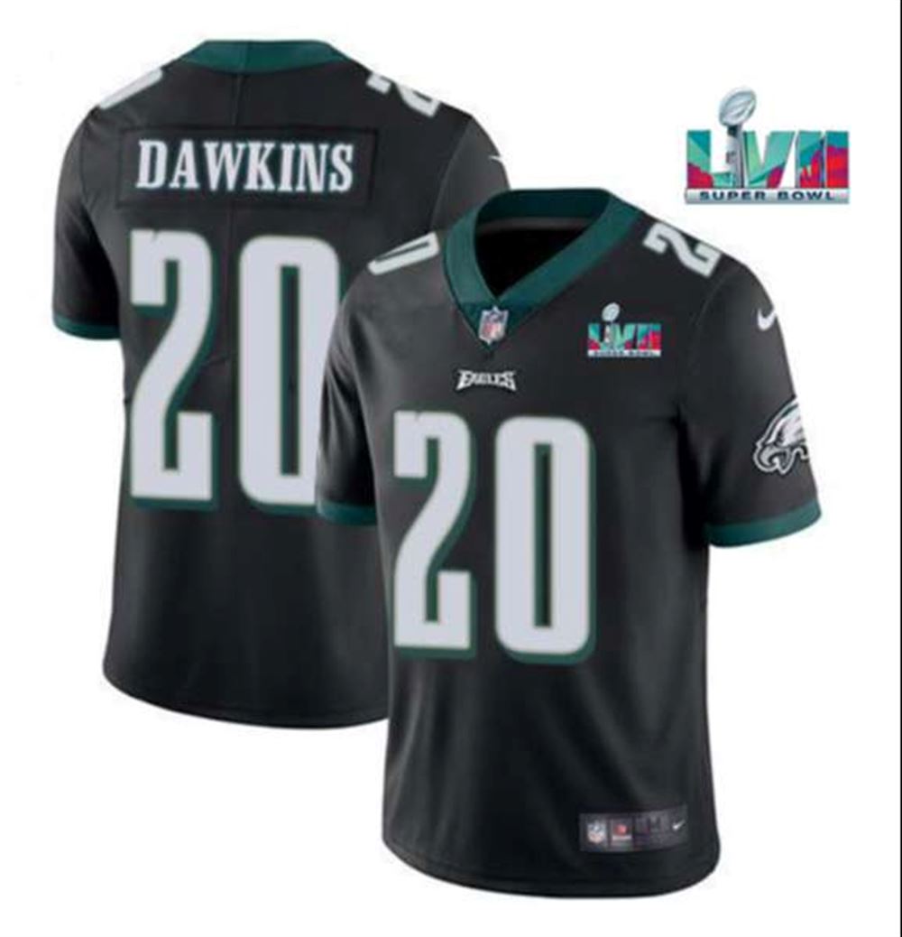 Philadelphia Eagles #20 Brian Dawkins Black Super Bowl LVII Patch Vapor Untouchable Limited Stitched Jersey