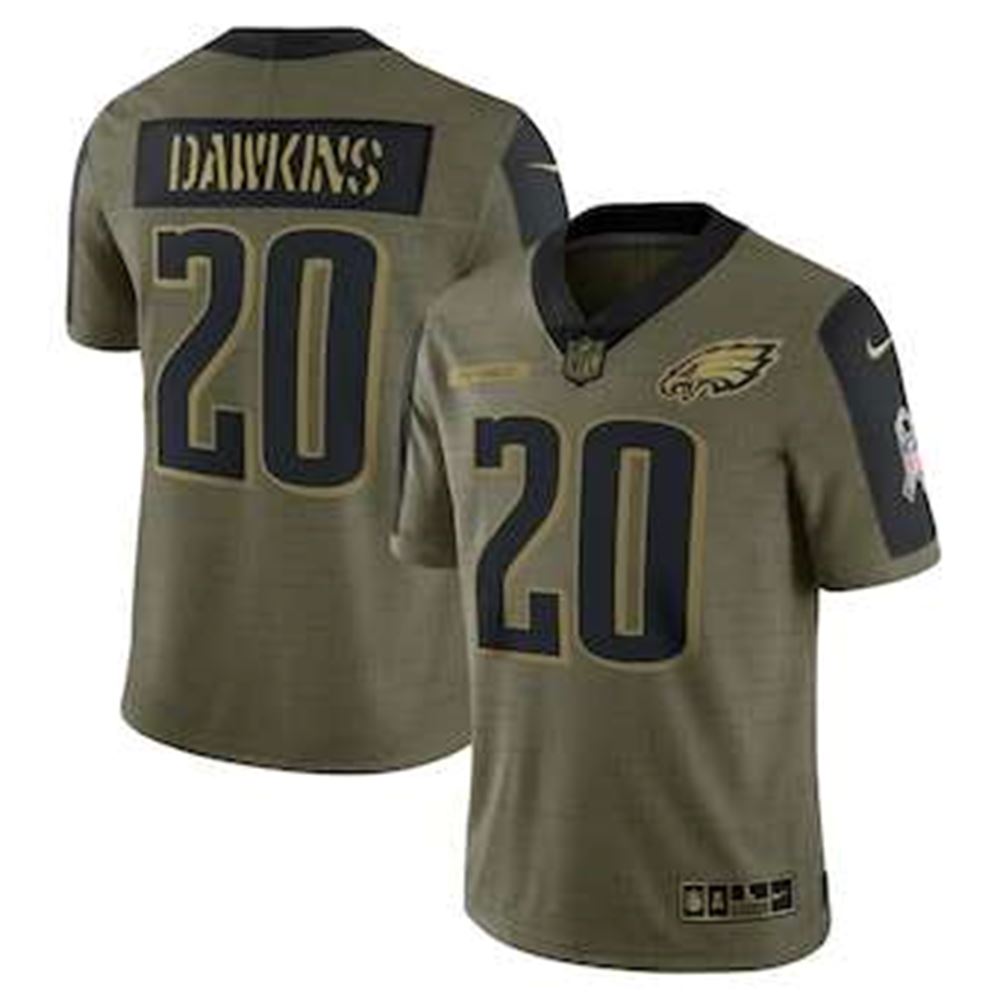 Philadelphia Eagles #20 Brian Dawkins Olive 2021 Salute To Service Retired Player Limited Jersey