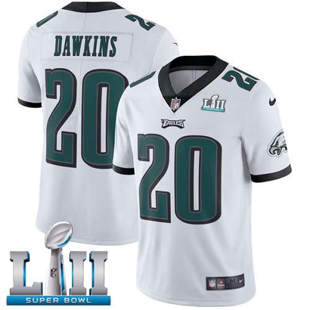 Philadelphia Eagles #20 Brian Dawkins White Super Bowl LII Game Stitched NFL Jersey