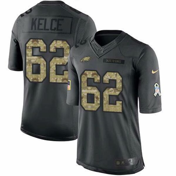 Philadelphia Eagles 62 Jason Kelce Black Anthracite 2016 Salute To Service Stitched NFL Nike Limited Jersey