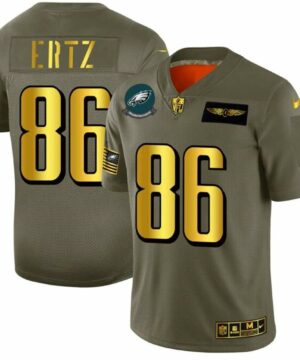 Philadelphia Eagles 86 Zach Ertz 2019 Olive Gold Salute To Service Limited Stitched NFL Jersey