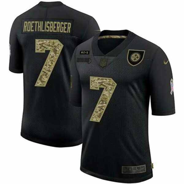 Pittsburgh Steelers 7 Ben Roethlisberger 2020 Black Camo Salute To Service Limited Stitched NFL Jersey