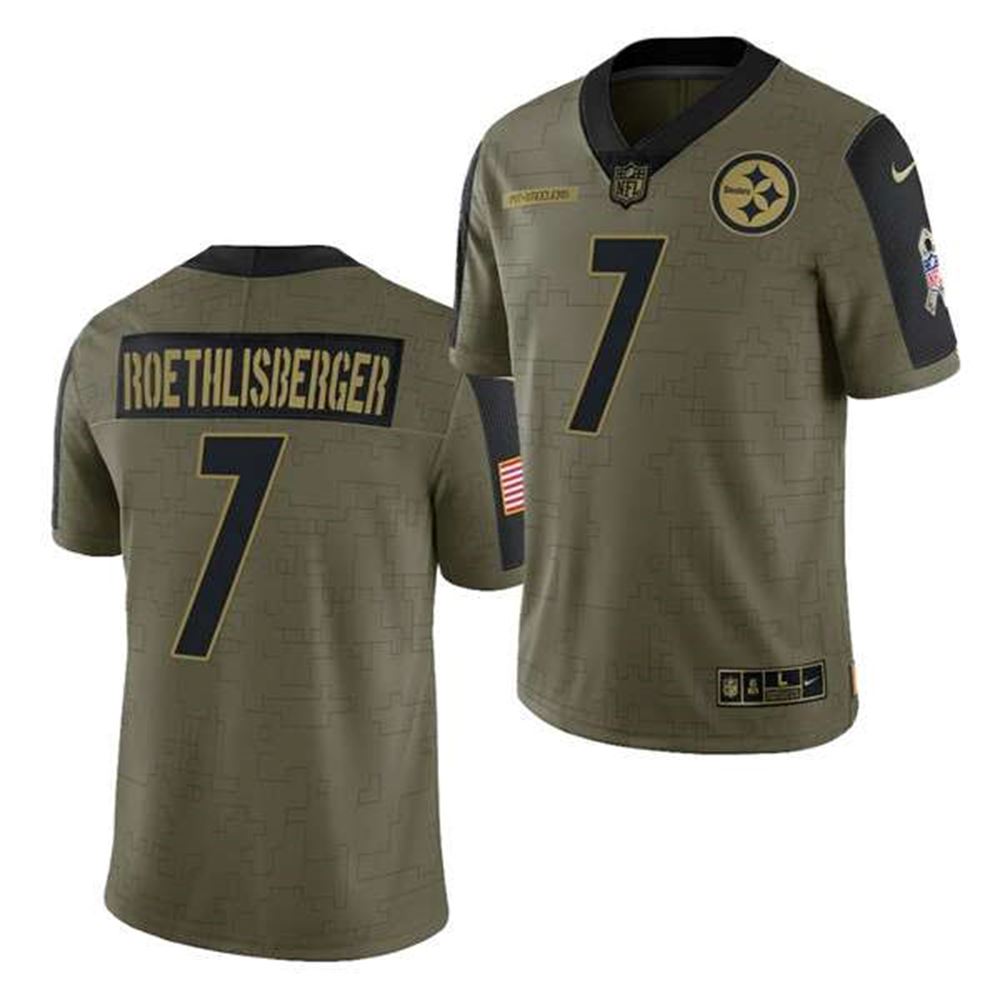 Pittsburgh Steelers #7 Ben Roethlisberger 2021 Olive Salute To Service Limited Stitched Jersey