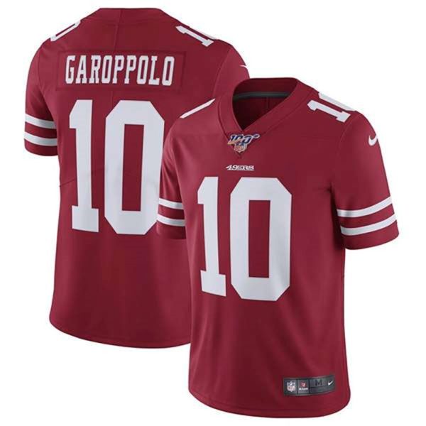 San Francisco 49ers 100th 10 Jimmy Garoppolo Red Vapor Untouchable Limited Stitched NFL Jersey 1