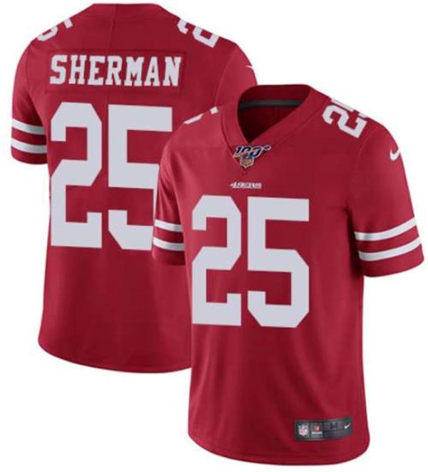 San Francisco 49ers 100th 25 Richard Sherman Red Vapor Untouchable Limited Stitched NFL Jersey 1