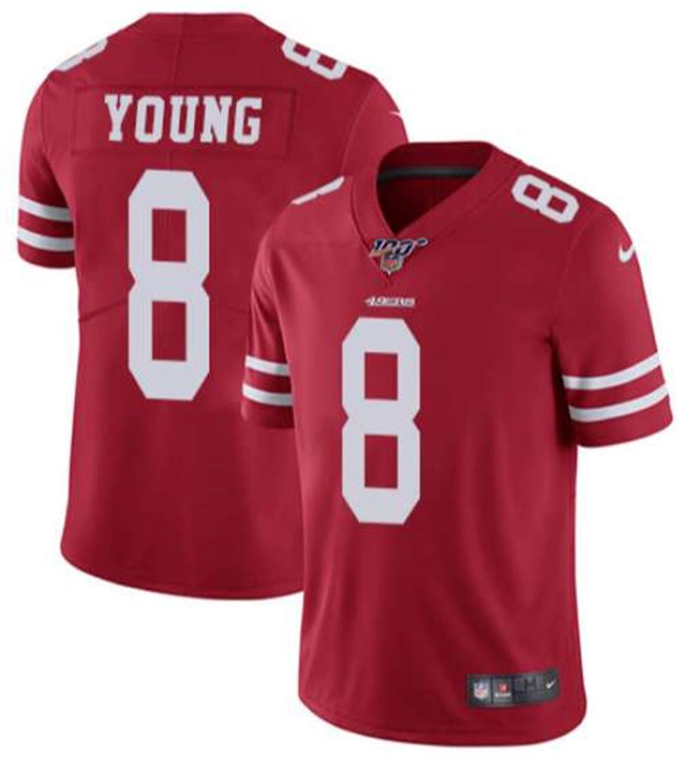San Francisco 49ers 100th #8 Steve Young Red Vapor Untouchable Limited Stitched NFL Jersey