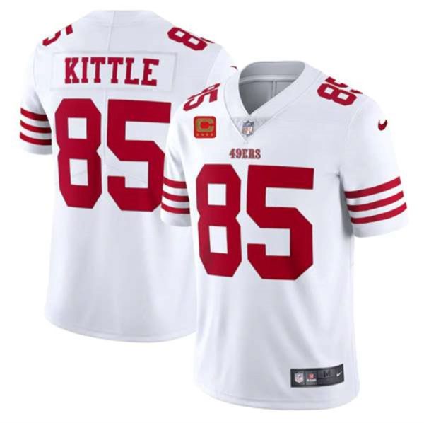San Francisco 49ers 2022 85 George Kittle White New Scarlet With 4 Star C Patch Vapor Untouchable Limited Stitched Football Jersey 1