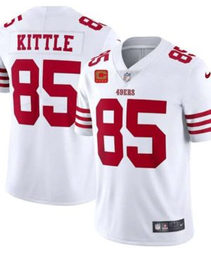 San Francisco 49ers 2022 85 George Kittle White New Scarlet With 4 Star C Patch Vapor Untouchable Limited Stitched Football Jersey