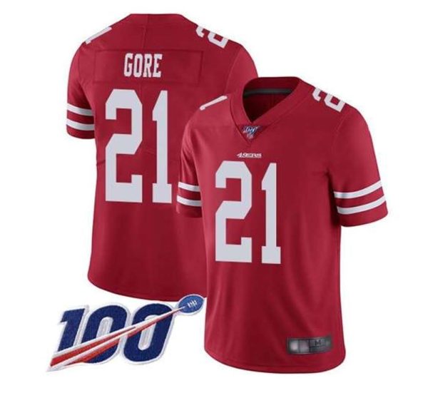 San Francisco 49ers 21 Frank Gore Red Stitched Jersey