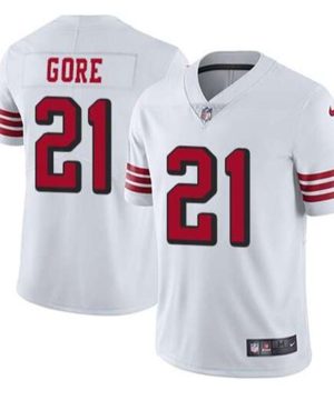 San Francisco 49ers 21 Frank Gore White Stitched Jersey