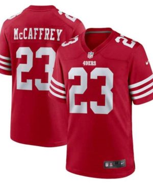 San Francisco 49ers 23 Christian McCaffrey Red 2022 Stitched Game Jersey