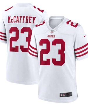 San Francisco 49ers 23 Christian McCaffrey White 2022 Stitched Game Jersey