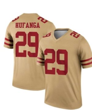 San Francisco 49ers 29 Talanoa Hufanga Gold Inverted Legend Jersey 1