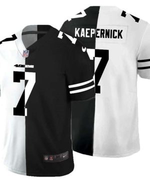 San Francisco 49ers 7 Colin Kaepernick Black White Split 2020 Stitched Jersey