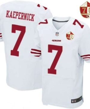 San Francisco 49ers 7 Colin Kaepernick White 70th Anniversary Patch Stitched NFL Nike Elite Jersey