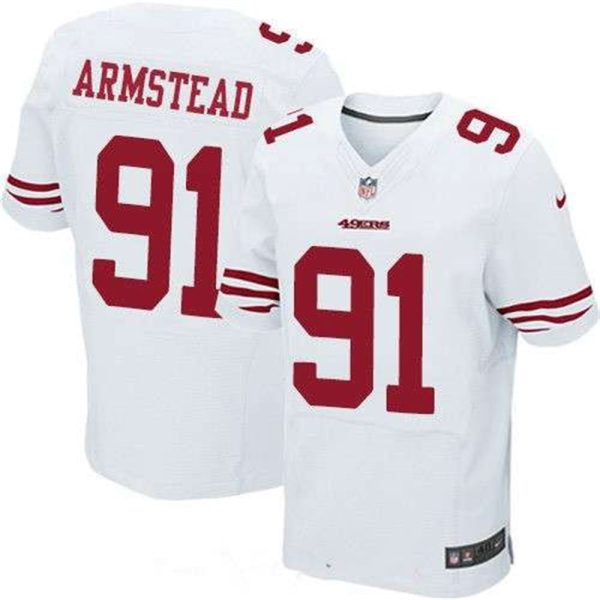 San Francisco 49ers 91 Arik Armstead White Road Stitched NFL Nike Elite Jersey