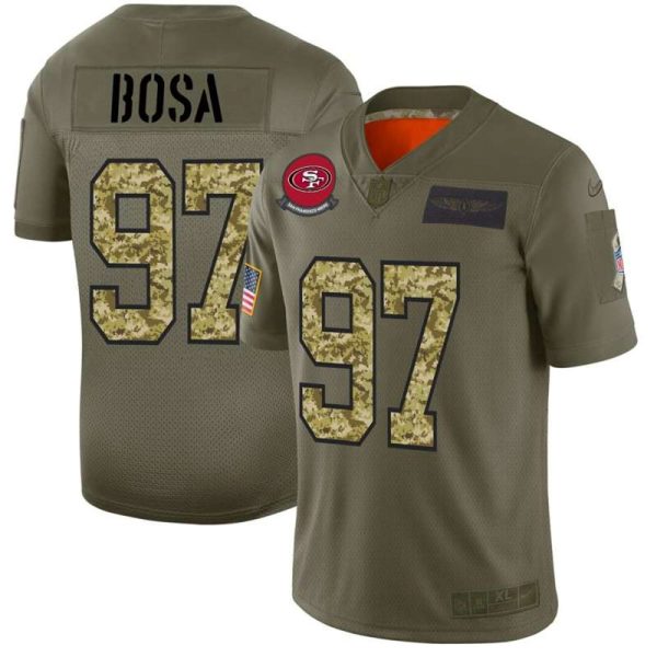 San Francisco 49ers 97 Nick Bosa 2019 Olive Camo Salute To Service Limited Stitched NFL Jersey 1