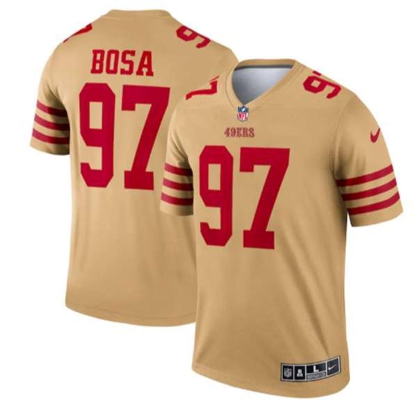 San Francisco 49ers 97 Nick Bosa 2022 New Gold Inverted Legend Stitched Football Jersey 1
