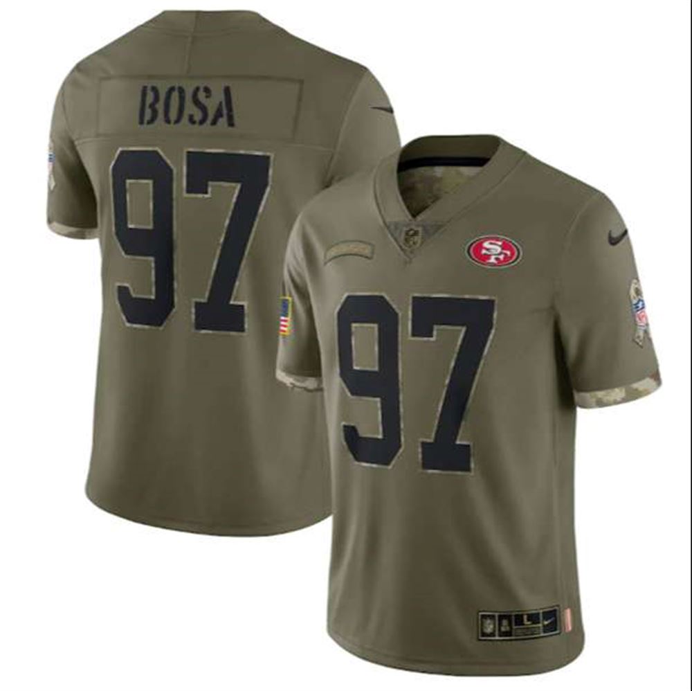 San Francisco 49ers #97 Nick Bosa 2022 Olive Salute To Service Limited Stitched Jersey