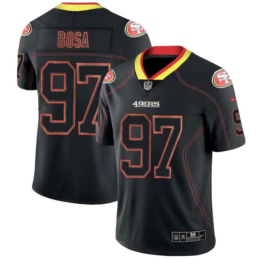 San Francisco 49ers #97 Nick Bosa Black Lights Out NFL Limited Stitched NFL Jersey