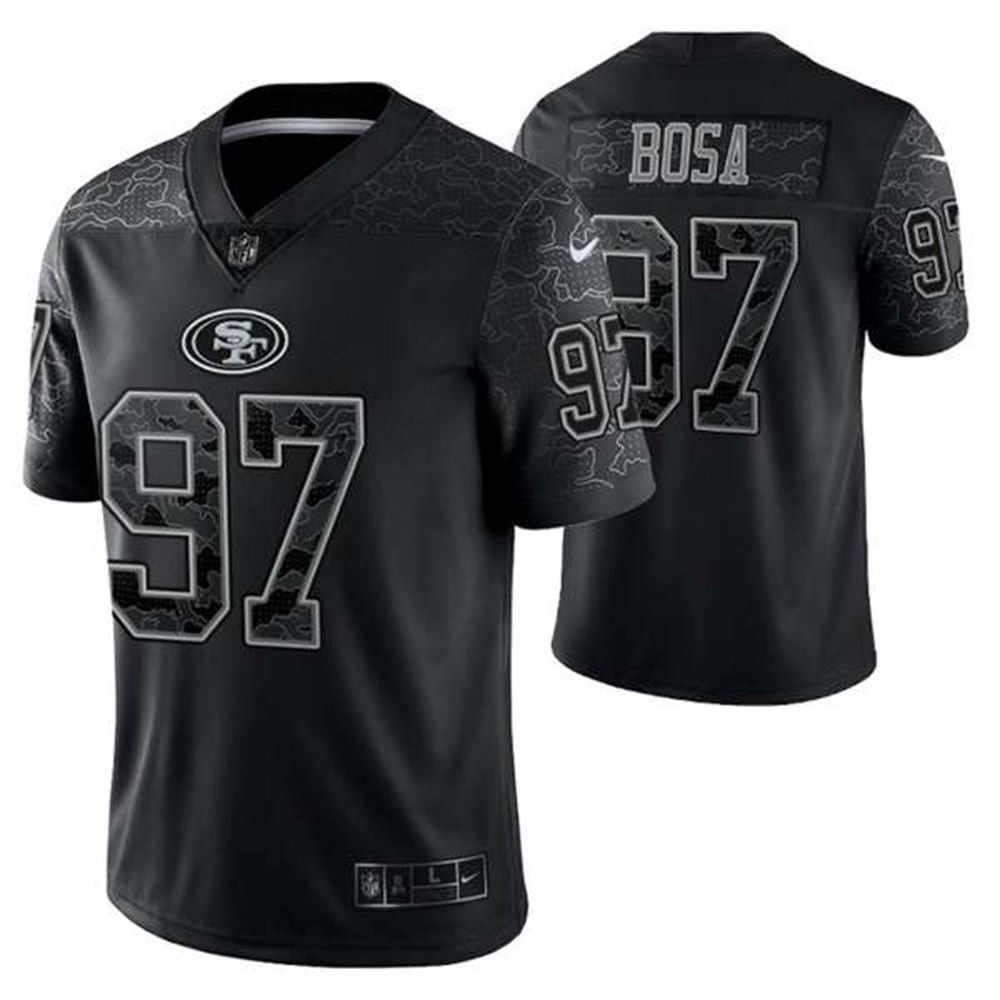 San Francisco 49ers #97 Nick Bosa Black Reflective Limited Stitched Football Jersey