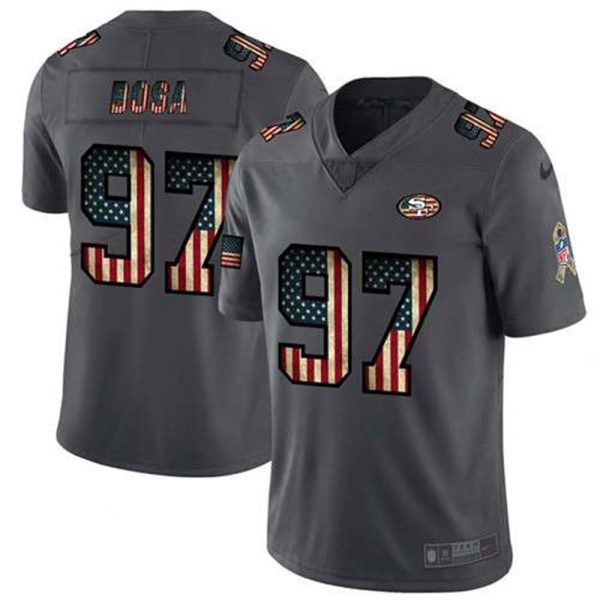 San Francisco 49ers 97 Nick Bosa Grey 2019 Salute To Service USA Flag Fashion Limited Stitched NFL Jersey