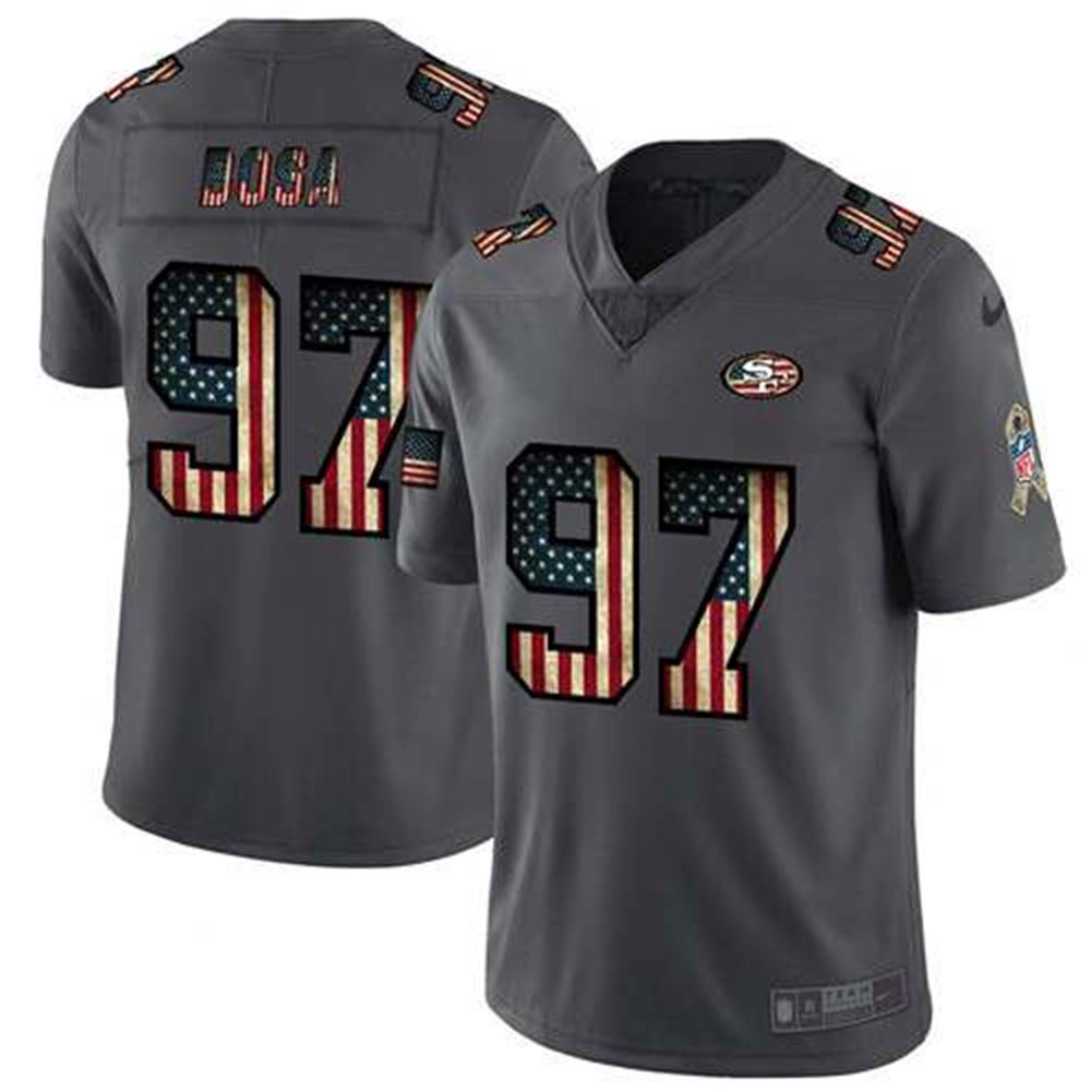 San Francisco 49ers #97 Nick Bosa Grey 2019 Salute To Service USA Flag Fashion Limited Stitched NFL Jersey