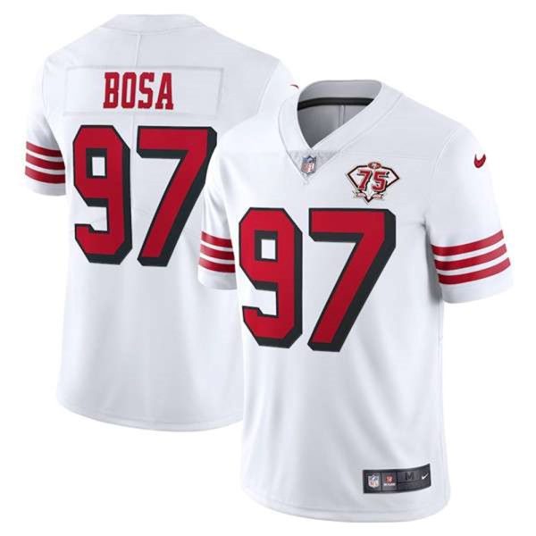 San Francisco 49ers 97 Nick Bosa White 2021 75th Anniversary Vapor Untouchable Limited Stitched NFL Jersey