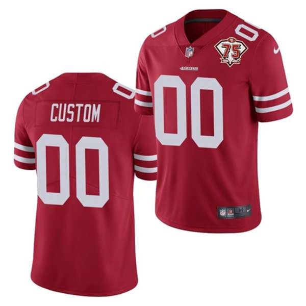 San Francisco 49ers ACTIVE PLAYER Custom 2021 Red 75th Anniversary Patch Red Limited Stitched NFL Jersey