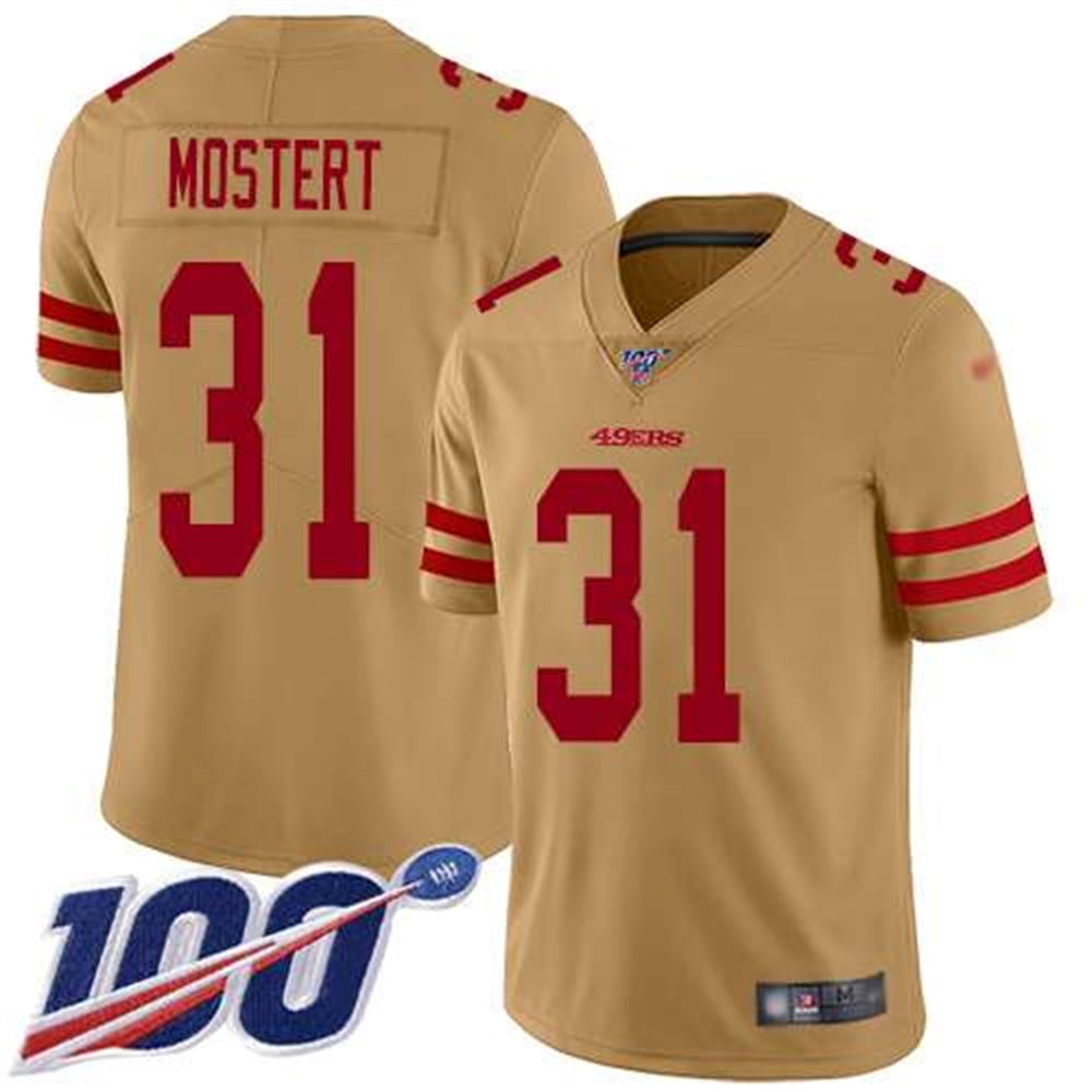 San Francisco 49ers Gold Limited #31 Raheem Mostert Football 100th Season Inverted Legend Jersey
