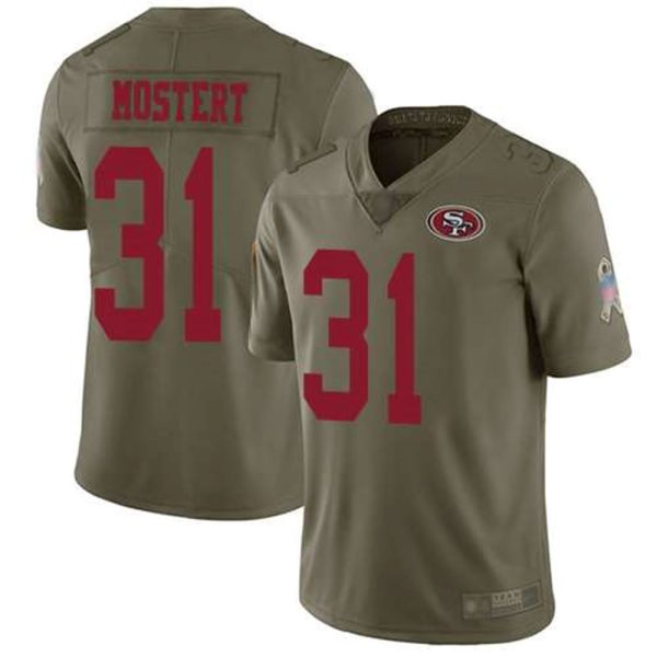 San Francisco 49ers Olive Limited 31 Raheem Mostert Football 2017 Salute To Service Jersey