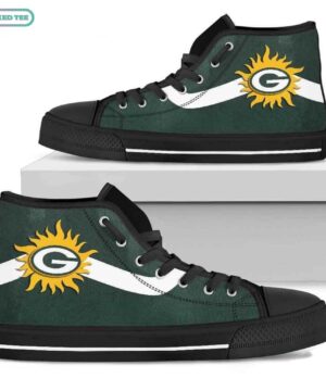 Simple Van Sun Flame Green Bay Packers High Top Shoes Sport Sneakers