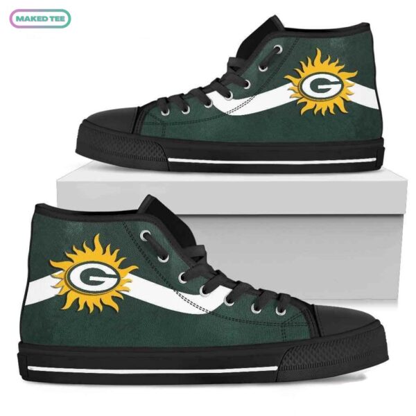 Simple Van Sun Flame Green Bay Packers High Top Shoes Sport Sneakers