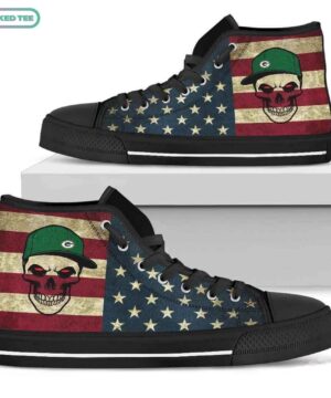 Skull Flag Vintage Style Green Bay Packers High Top Shoes Sport Sneakers