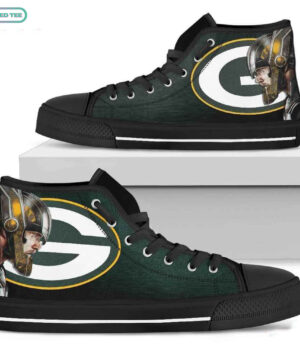 Thor Head Beside Green Bay Packers High Top Shoes Sport Sneakers