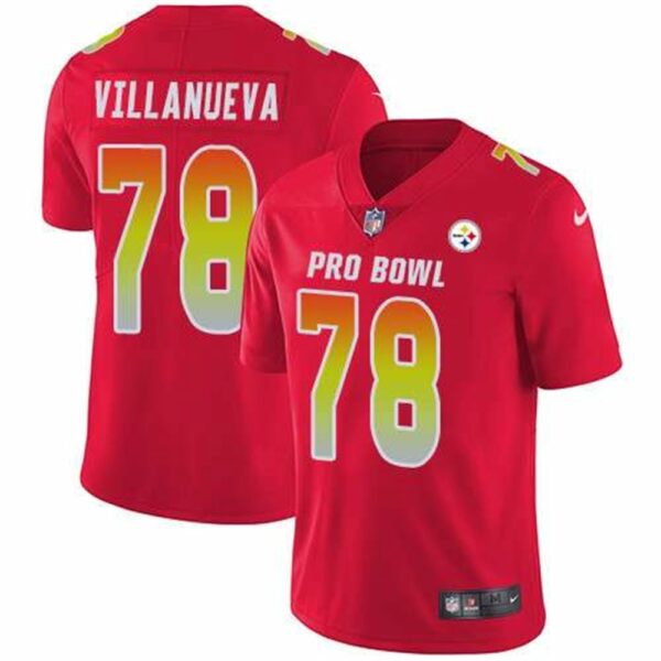 Nike Pittsburgh Steelers 78 Alejandro Villanueva Red Mens Stitched NFL Limited AFC 2019 Pro Bowl Jersey