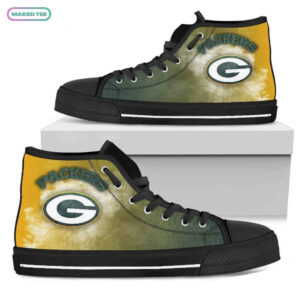 White Smoke Vintage Green Bay Packers High Top Shoes Sport Sneakers 1