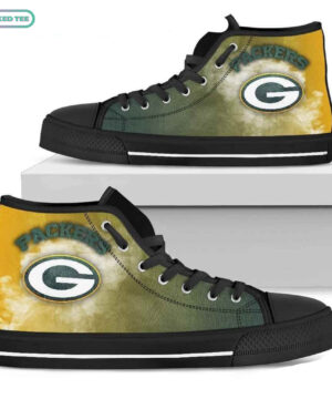 White Smoke Vintage Green Bay Packers High Top Shoes Sport Sneakers