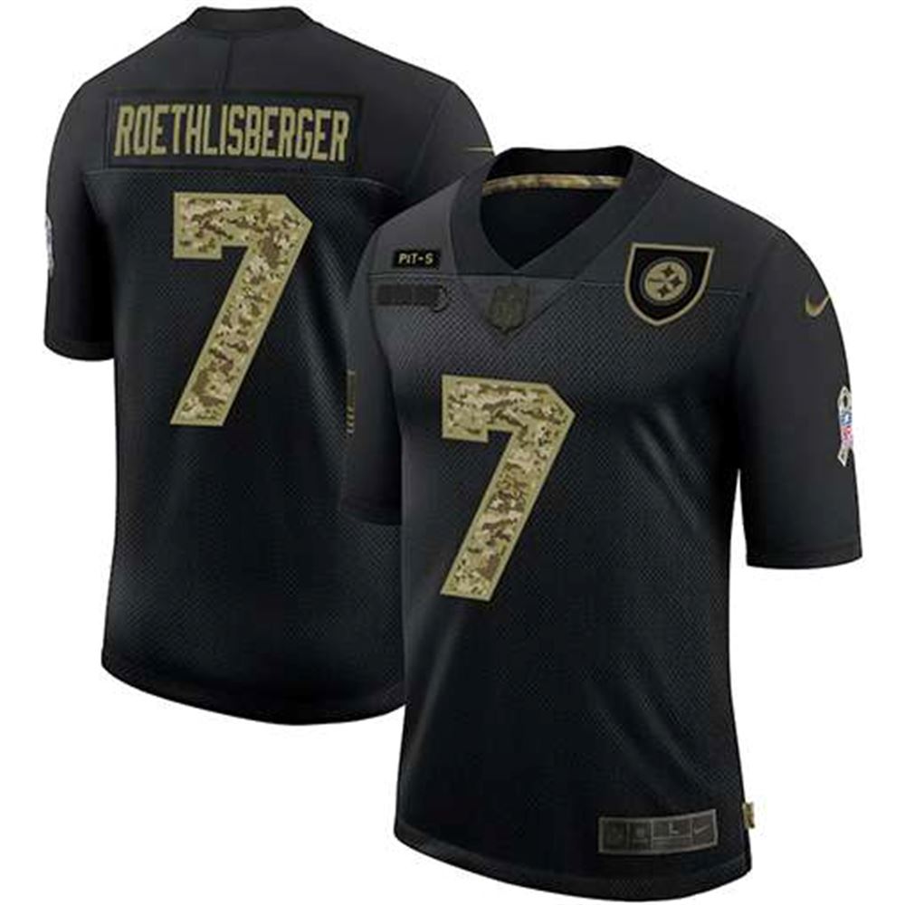 Pittsburgh Steelers #7 Ben Roethlisberger 2020 Black Camo Salute To Service Limited Stitched NFL Jersey