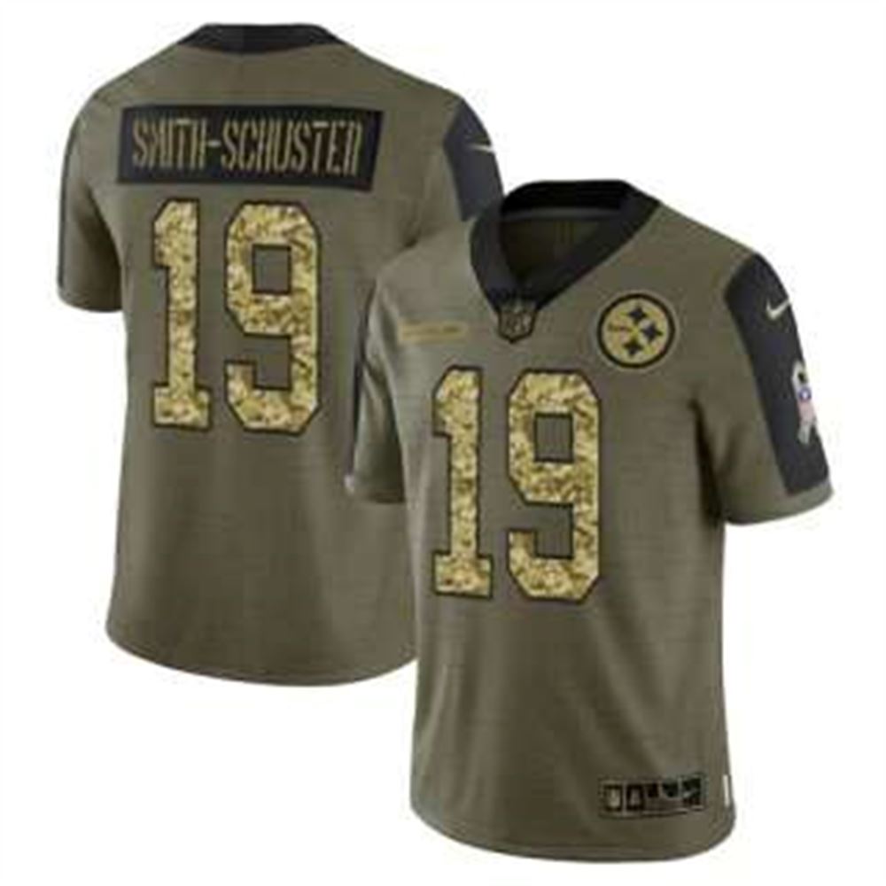 Olive Pittsburgh Steelers #19 JuJu Smith-Schuster 2021 Camo Salute To Service Limited Stitched Jersey