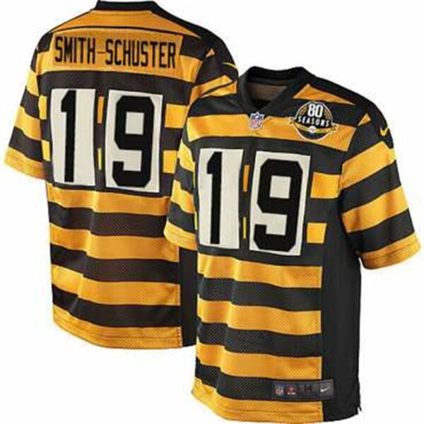 Nike Pittsburgh Steelers 19 JuJu Smith Schuster Yellow Black Alternate Mens Stitched NFL 80TH Throwback Elite Jersey