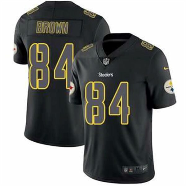 Nike Pittsburgh Steelers 84 Antonio Brown Black Mens Stitched NFL Limited Rush Impact Jersey