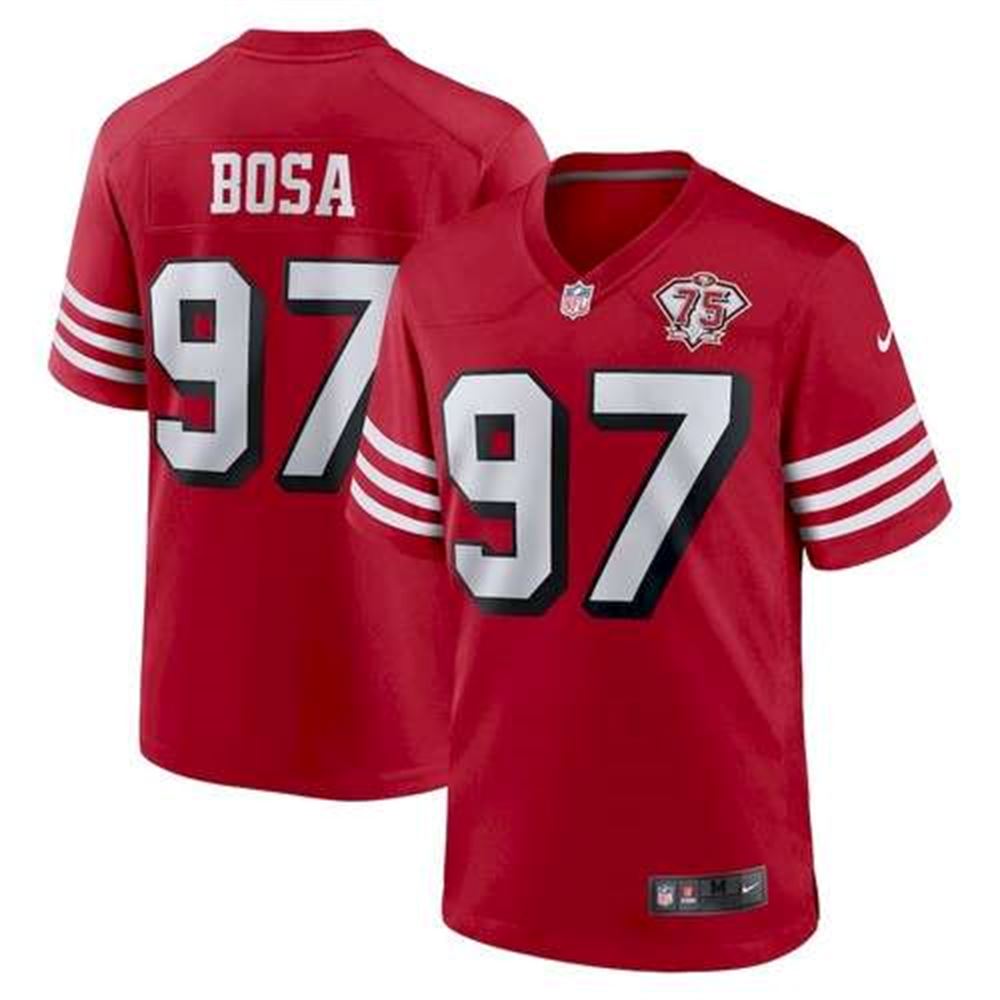 San Francisco 49ers #97 Nick Bosa 75th Anniversary Red Jersey
