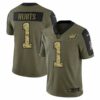 Philadelphia Eagles 1 Jalen Hurts 2021 Olive Camo Salute To Service Limited Stitched Jersey
