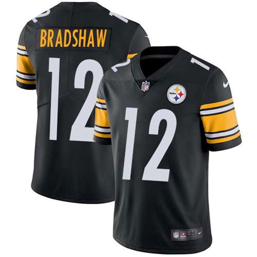 Pittsburgh Steelers #12 Terry Bradshaw Black Team Color Men's Stitched NFL Vapor Untouchable Limited Jersey