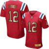 Patriots 12 Tom Brady Red Gold Elite Jersey