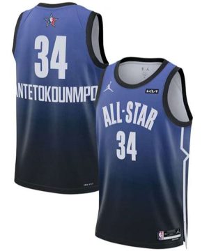 All Star 34 Giannis Antetokounmpo Blue Game Swingman Stitched Basketball Jersey 1