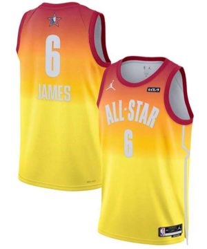 All Star 6 LeBron James Orange Game Swingman Stitched Basketball Jersey